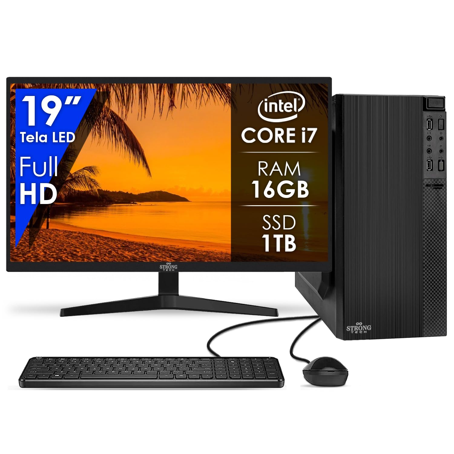 Computador Completo Intel Core i7 16GB SSD 1TB Monitor 19
